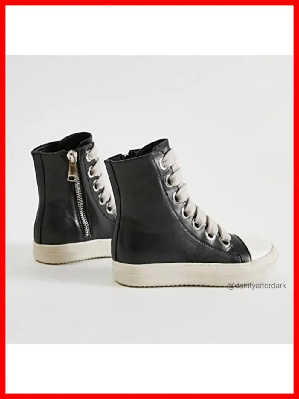 High Top Platform Sneakers with Zipper Vegan PU Leather Comfortable Lace Up